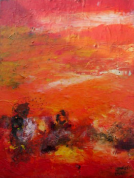 Contemporary work named « Abstraction rouge », Created by HUSSONJF