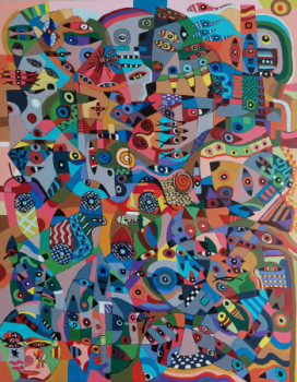 Named contemporary work « sarabande de couleurs », Made by RONAN LE LOUPP