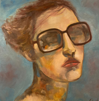 Named contemporary work « Femme aux lunettes », Made by CéCILE ROY