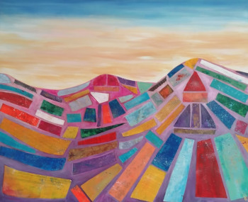 Named contemporary work « Les montagnes arc-en-ciel (VENDU) », Made by ANNE ROBIN