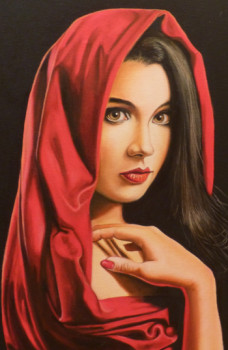 Named contemporary work « La femme au foulard rouge », Made by TIKINOU