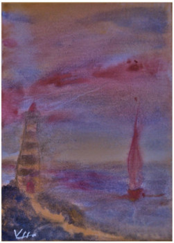 Contemporary work named « Phare sur la mer », Created by EVAP