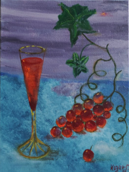 Named contemporary work « Nature morte aux raisins rouges », Made by KOZAR