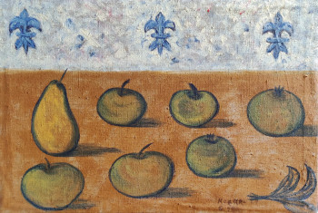 Named contemporary work « Nature morte aux pommes et poires », Made by KOZAR