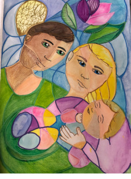 Contemporary work named « L’amour parental », Created by AUDE N