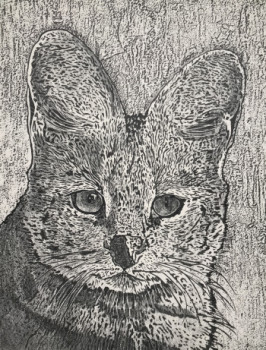 Contemporary work named « Chat Serval », Created by JACQUES ROUGET