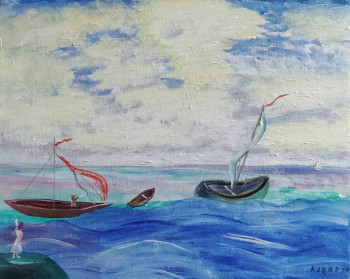 Contemporary work named « Jetée au bord de la mer », Created by KOZAR