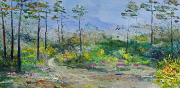 Named contemporary work « Genets et bruyères en forêt Landaise », Made by MICHEL HAMELIN