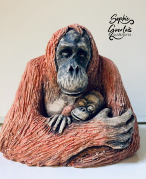 Contemporary work named « Orang-Outan et son petit », Created by SOPHIE GUERLAIS