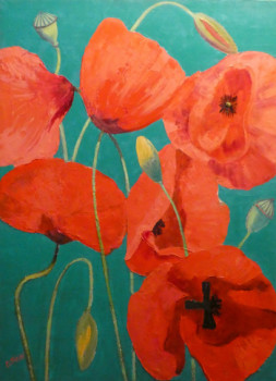 Named contemporary work « Coquelicots géants », Made by PHILIPPE JAMIN