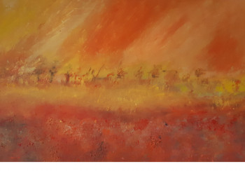 Named contemporary work « COUCHER DE SOLEIL », Made by DANIèLE MERCIER-LUTZ