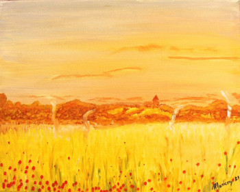 Contemporary work named « bles et coquelicots », Created by VERONIQUE MORICEAU