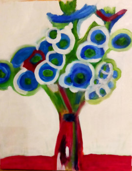 Named contemporary work « bouquet bleu », Made by VERONIQUE MORICEAU