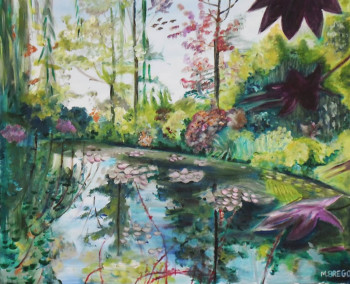 Named contemporary work « étang giverny », Made by MIREILLE BREGOU