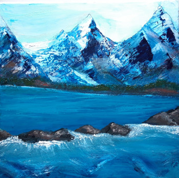 Named contemporary work « Lake in moutains », Made by ROSE GUIHARD
