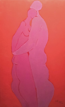 Named contemporary work « Le couple mauve », Made by PHILIPPE JAMIN