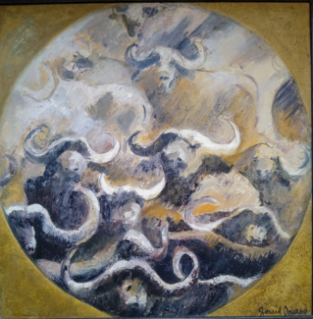 Contemporary work named « Le troupeau de buffles », Created by GéRARD JOURNO