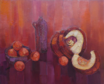 Named contemporary work « Nature morte à la citrouille », Made by PHILIPPE JAMIN