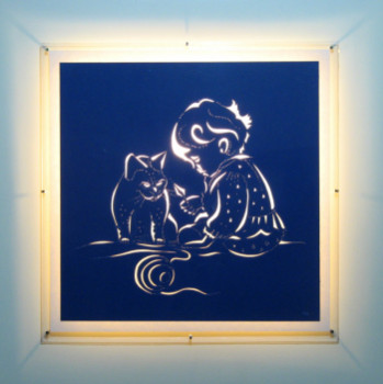 Named contemporary work « L'enfant et le Chat (solution éclairée) », Made by LAULPIC