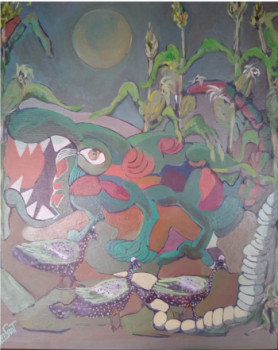 Named contemporary work « Karacal au clair de Lune », Made by VANSANT