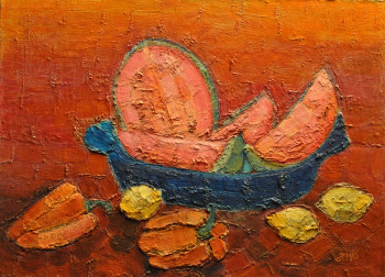 Contemporary work named « Nature morte à la pastèque », Created by PHILIPPE JAMIN