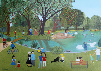Named contemporary work « Un havre de paix, le Lac de Croissy au Vesinet », Made by MARTINE CLOUET