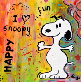 Named contemporary work « Happy Snoopy », Made by KARINE LOCKE
