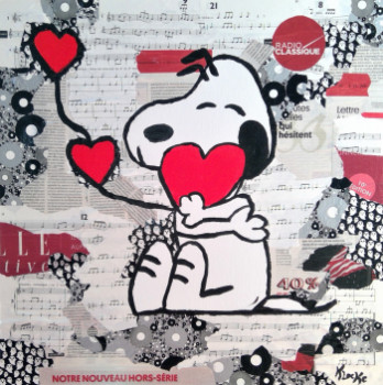 Named contemporary work « Snoopy amoureux », Made by KARINE LOCKE