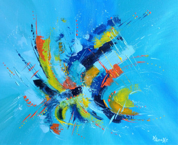 Named contemporary work « Effusion de bleu », Made by KARINE LOCKE