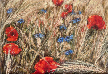 Named contemporary work « Coquelicots dans les blés », Made by NADYA RIGAILL