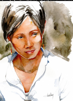 Named contemporary work « Portrait Vietnamienne », Made by CHRISTIAN
