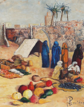 Named contemporary work « Marché Marocain », Made by PATRICK LEMIERE