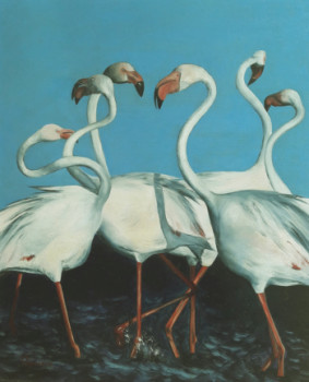 Named contemporary work « Flamands en Camargues », Made by PATRICK LEMIERE