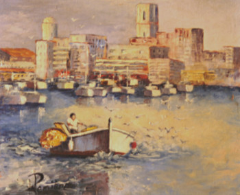 Named contemporary work « Marseille vieux port 2 », Made by PATRICK LEMIERE
