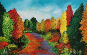 Contemporary work named « CHEMIN D'AUTOMNE », Created by SEVERINE ART