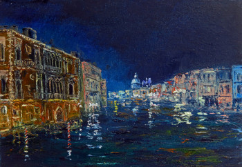 Named contemporary work « Venezzia' notte », Made by MICHEL HAMELIN