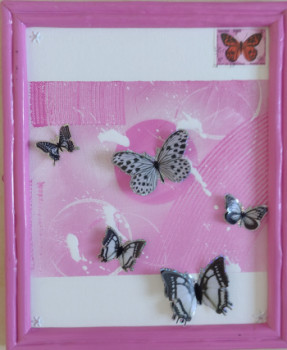 Named contemporary work « Pink Butterflies », Made by STOECKLIN FRéDéRIC