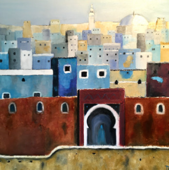 Contemporary work named « The blue city », Created by MOLIA