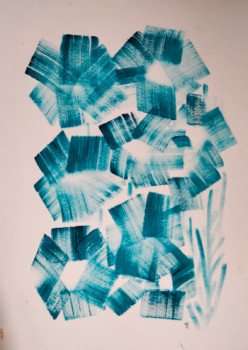 Named contemporary work « Fleurs bleues », Made by MARGARITA CARRIER