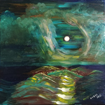Named contemporary work « Mer de nuit au clair de lune », Made by KOZAR