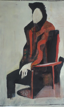 Named contemporary work « Man with red chair », Made by MARC ALAPONT