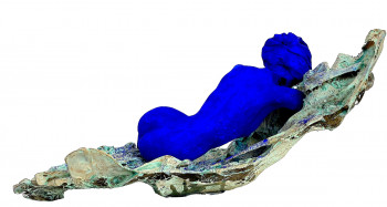 Contemporary work named « femme bleu sur bronze », Created by JLCDEC