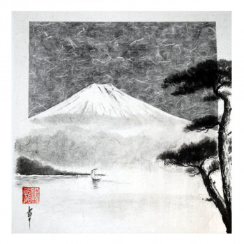 Named contemporary work « Mont Fuji depuis le lac », Made by ENCRE-ZEN