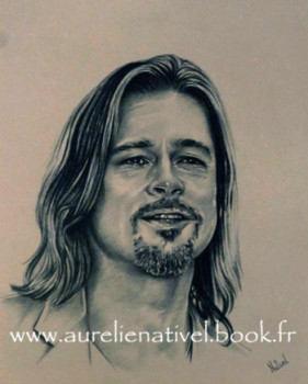 Contemporary work named « Portrait de Brad Pitt », Created by AURéLIE NATIVEL