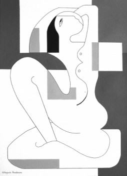 Named contemporary work « La Signora - The shadows of grey version Painting », Made by HILDEGARDE HANDSAEME