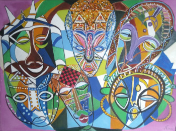 Named contemporary work « Africains », Made by NINA