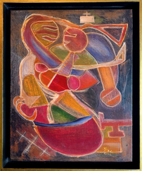 Contemporary work named « JAZZ PAINTING 28 "AMOR DE MADRE" », Created by RAMON LOPEZ