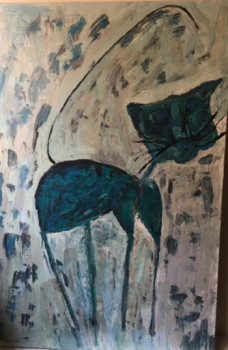 Contemporary work named « The blue cat », Created by CAROLINE YAHYA