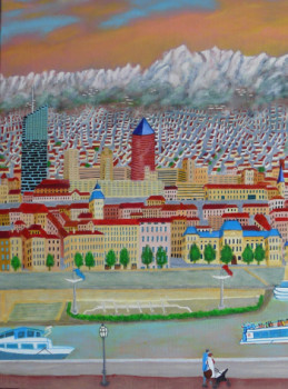Named contemporary work « Des Fac de Lyon aux Alpes », Made by COMBEMICHEL