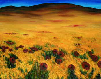 Named contemporary work « Plaine de coquelicots », Made by NATHALIE JENNE